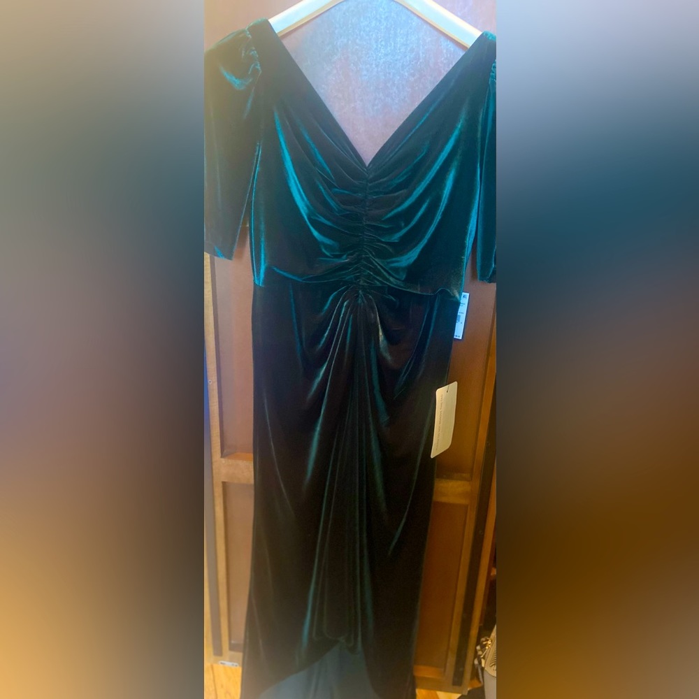 Velvet green bridesmaid dress